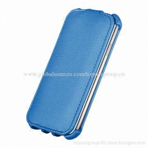 Hot Press Flip Leather Cover for iPhone 5S/4G/Samsung Galaxy with Soft Microfiber Lining